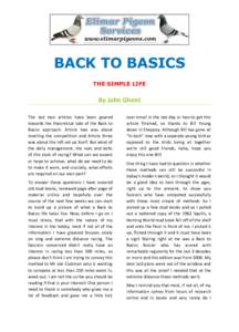 BACK TO BASICS THE SIMPLE LIFE By John Ghent The last two articles have been geared towards the theoretical side of the Back to