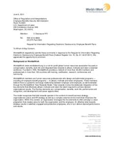 June 6, 2011 Office of Regulations and Interpretations Employee Benefits Security Administration Room N–5655 U.S. Department of Labor 200 Constitution Avenue, NW.