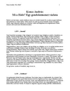 Koncz András: Mi a Háló?  1 Koncz András: Mi a Háló? Egy gondolatmenet vázlata