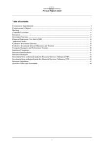 Financial Services Commission  Annual Report 2000 Table of contents Commission Appointments ................................................................................................................ 3