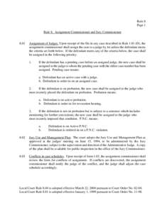 Rule 8 Page 1 Rule 8, Assignment Commissioner and Jury Commissioner 8.01