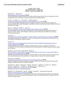 41st Lunar and Planetary Science Conference[removed]sess306.pdf Tuesday, March 2, 2010 POSTER SESSION I: UREILITES