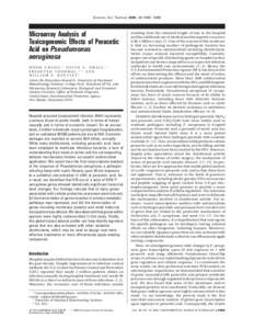 Environ. Sci. Technol. 2005, 39, [removed]Microarray Analysis of Toxicogenomic Effects of Peracetic Acid on Pseudomonas aeruginosa