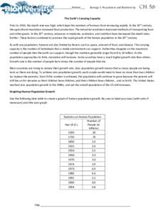 Name: _____________________Period:___  Ecology 2: Populations and Biodiversity CH. 5,6