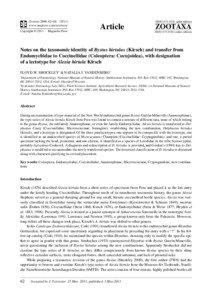 Notes on the taxonomic identity of Bystus hirtulus (Kirsch) and transfer from Endomychidae to Coccinellidae (Coleoptera: Cucujoidea), with designation of a lectotype for Alexia hirtula Kirsch