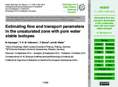 This discussion paper is/has been under review for the journal Hydrology and Earth System Sciences (HESS). Please refer to the corresponding final paper in HESS if available. Discussion Paper  Hydrol. Earth Syst. Sci. Di