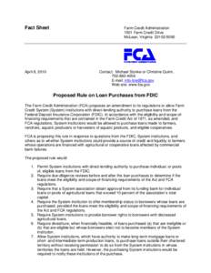 Fact Sheet  Farm Credit Administration 1501 Farm Credit Drive McLean, Virginia[removed]