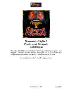 Neverwinter Nights 2 Mysteries of Westgate Walkthrough