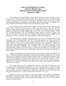 Lugar Draft Opening Statement for Sudan Hearing