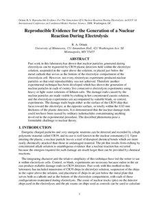 Oriani, R.A. Reproducible Evidence For The Generation Of A Nuclear Reaction During Electrolysis. in ICCF-14 International Conference on Condensed Matter Nuclear Science[removed]Washington, DC.