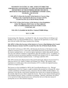 TESTIMONY OF DANIEL M. ASHE, ASSISTANT DIRECTOR FOR REFUGES AND WILDLIFE, U.S. FISH AND WILDLIFE SERVICE, DEPARTMENT OF THE INTERIOR, BEFORE THE HOUSE RESOURCES SUBCOMMITTEE ON FISHERIES CONSERVATION, WILDLIFE, AND OCEAN