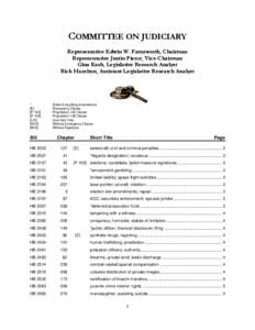 COMMITTEE ON JUDICIARY Representative Edwin W. Farnsworth, Chairman Representative Justin Pierce, Vice-Chairman Gina Kash, Legislative Research Analyst Rick Hazelton, Assistant Legislative Research Analyst