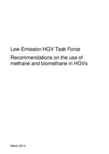 Low Emission HGV Task Force: Recommendations on the use of methane and biomethane in HGVs