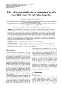 American Journal of Mechanical Engineering, 2014, Vol. 2, No. 5, [removed]Available online at http://pubs.sciepub.com/ajme/2/5/1 © Science and Education Publishing DOI:[removed]ajme[removed]Effect of Surface Modification 