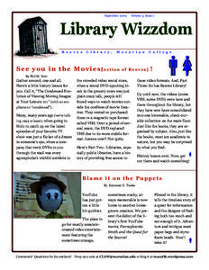 September[removed]Volume 5, Issue 1 Library Wizzdom R e e v e s
