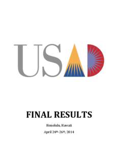 FINAL RESULTS Honolulu, Hawaii April 24th-26th, 2014 United States Academic Decathlon