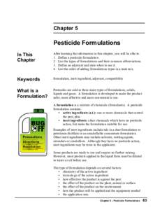 Chapter 5  Pesticide Formulations In This Chapter