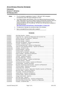 Airworthiness Directive Schedule Helicopters Enstrom F-28 Series 26 February 2015 Notes