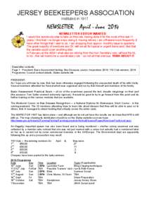 JERSEY BEEKEEPERS ASSOCIATION Instituted in 1917 NEWSLETTER  April - June 2014