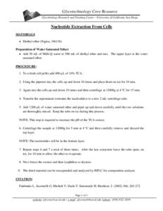 Glycotechnology Core Resource Glycobiology Research and Training Center −University of California San Diego Nucleotide Extraction From Cells MATERIALS • Diethyl ether (Sigma, 346136)