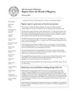 The University of Nebraska  Report from the Board of Regents February 2010 _____________________________________________________________________________________________________________________