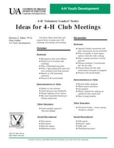 Ideas for 4-H Club Meetings (4-H Volunteer Leaders’ Series) - 4HCH7