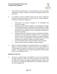 Economics / Finance / Defined benefit pension plan / Pension / Investment management / Asset allocation / Investment Policy Statement / Asset/liability modeling / Hedge fund / Financial economics / Investment / Financial services