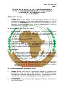 African Growth and Opportunity Act / International trade / International economics / World government / Economic Partnership Agreements / African Union / World Trade Organization / Least developed country / United Nations Economic Commission for Africa / Addis Ababa / International relations / 106th United States Congress