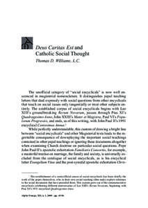 Deus Caritas Est and Catholic Social Thought Thomas D. Williams, L.C.