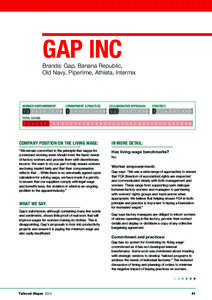 Gap Inc  Brands: Gap, Banana Republic, Old Navy, Piperlime, Athleta, Intermix  WORKER EMPOWERMENT: