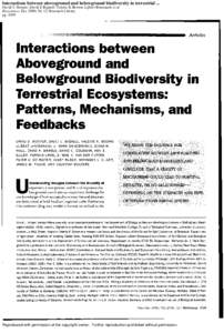 Interactions between aboveground and belowground biodiversity in terrestrial ... David U Hooper; David E Bignell; Valerie K Brown; Lijbert Brussaard; et al Bioscience; Dec 2000; 50, 12; Research Library pgReprodu