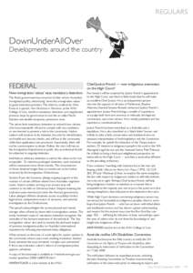 REGULARS  DownUnderAllOver Developments around the country  FEDERAL