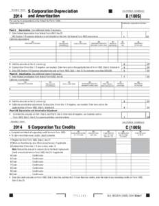 2014 Schedule BCDH (100S) -- S Corp Depreciation and Amortization; S Corp Tax Credits; S Corp Capital Gains and Losses and Built-in Gains; S Corp Dividend Income Deduction