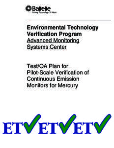 Test/QA Plan for Pilot-Scale Verification of Continuous Emission Monitors for Mercury