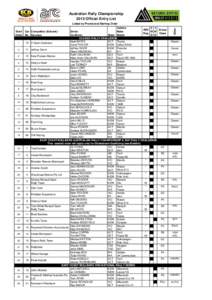 Australian Rally Championship 2013 Official Entry List Vehicle 2 4 ARC Group