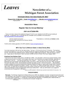 Leaves  Newsletter of the Michigan Forest Association[removed]South Clinton Trail, Eaton Rapids, MI 48827