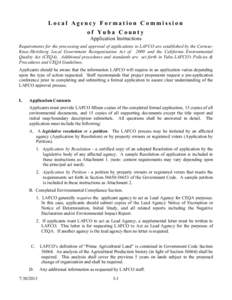 Local Agency Formation Commission of Yuba County Application Instructions Requirements for the processing and approval of applications to LAFCO are established by the CorteseKnox-Hertzberg Local Government Reorganization