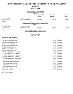 PENNYRILE RURAL ELECTRIC COOPERATIVE CORPORATION RATES May 1, 2014