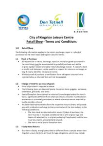 Microsoft WordCity of Kingston Leisure Centres - Terms & Conditions - Pro Shop 2014.DOCX