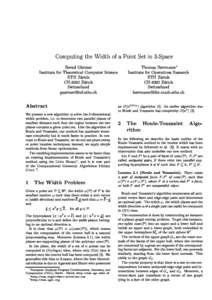 Computing the Width of a Point Set in 3-Spa
e Thomas Herrmann Institute for Theoreti
al Computer S
ien
e  Institute for Operations Resear
h
