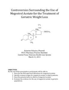 Controversies Surrounding the Use of Megestrol Acetate for the Treatment of Geriatric Weight Loss Katerine Palacios, PharmD PGY1 Pharmacy Practice Resident