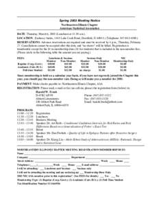 Spring 2003 Meeting Notice Northeastern Illinois Chapter American Statistical Association DATE: Thursday, March 6, 2003 (Luncheon at 11:30 a.m.) LOCATION: Embassy Suites, 1445 Lake Cook Road, Deerfield, Il[removed]Telep