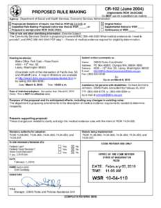 PROPOSED RULE MAKING  CR-102 (June[removed]Implements RCW[removed]Do NOT use for expedited rule making