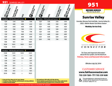 Weekday – AM Westbound Service  Wieh Metr le - Rest o Sta on Ea tion