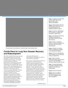 Volume 6, Issue 1, January[removed]Page 1: FLORIDA PLANS FOR LONG-TERM DISASTER RECOVERY AND REDEVELOPMENT