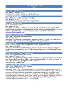 CALENDAR OF EVENTS 2014 Kentucky Horse Park Schedule