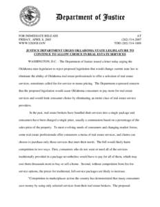 FOR IMMEDIATE RELEASE FRIDAY, APRIL 8, 2005 WWW.USDOJ.GOV AT[removed]