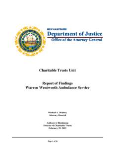 Charitable Trusts Unit  Report of Findings Warren Wentworth Ambulance Service  Michael A. Delaney