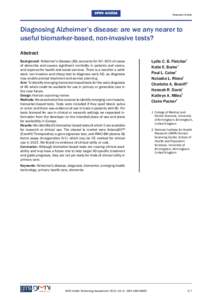 OPEN ACCESS  Research Article Diagnosing Alzheimer’s disease: are we any nearer to useful biomarker-based, non-invasive tests?