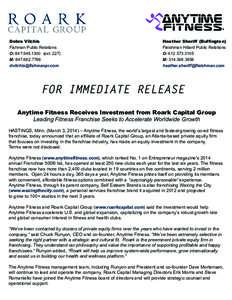 Anytime Fitness Receives Investment from Roark Capital Group